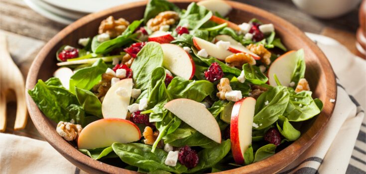 ensalada de canónigos y manzana