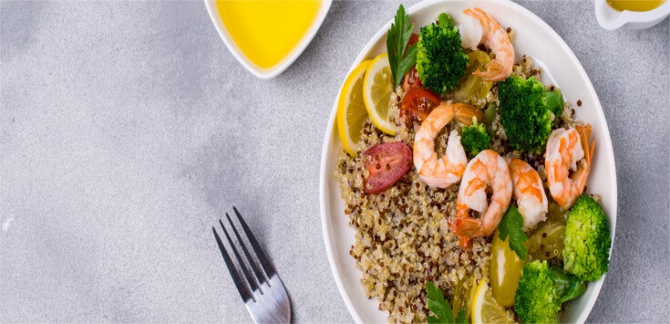 Quinoa con gambas